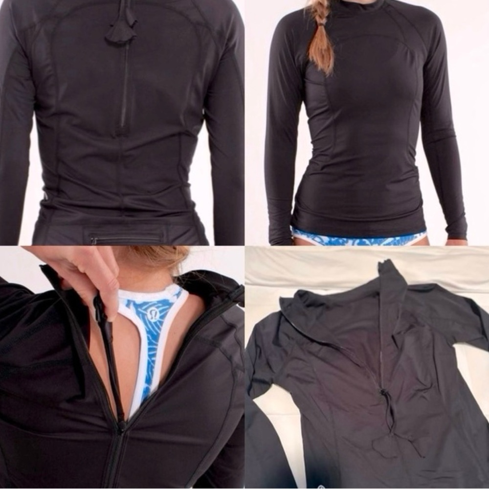 Black with pattern Women's Long Sleeve rashguard top